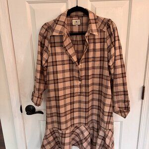 Tuckermuck Brown Plaid Callahan Shirt Dress Large